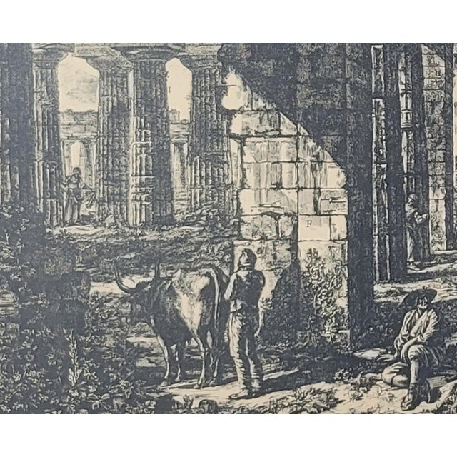 Antique Framed Copper Engraving of the Temples at Paestum After Francesco Piranesi For Sale In Madison - Image 6 of 7