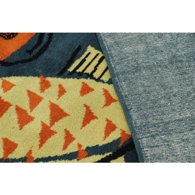 Textile Vintage Zeki Müren Rug in Navy Blue With Fish Pictorials | Rug & Kilim For Sale - Image 7 of 7