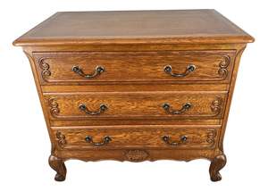 Vintage French Louis XV Style Carved Oak Chest of Drawers