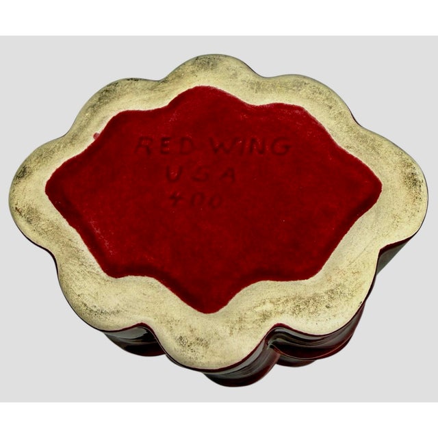 Ceramic 1950’s Red Wing Usa Burgundy Bamboo Ceramic 7.5” Tall Vase #400 Light Grey Interior For Sale - Image 7 of 12