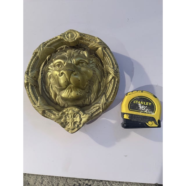 Brass Large 8" Vintage Hollywood Regency Solid Cast Brass Lion Door Knocker – 5 + Pounds For Sale - Image 8 of 12