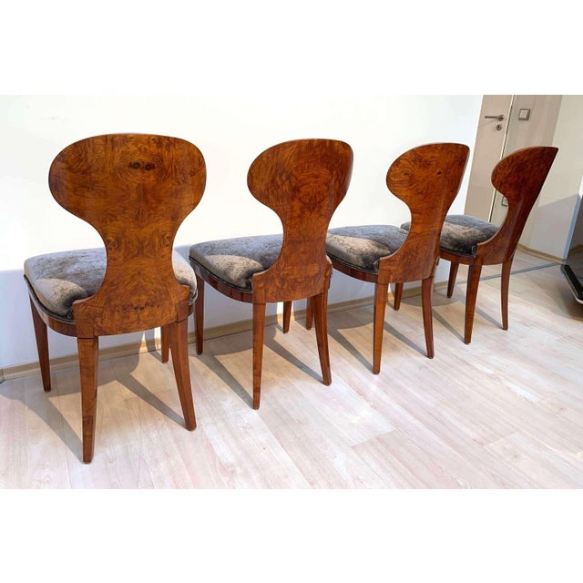 Ballon Chairs in Ash Veneer, Grey Velvet, Set of 4 For Sale - Image 12 of 18