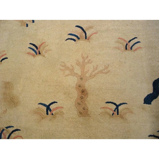 Beige 1930s Hand Knotted Pile Geometric Medallion Rectangle Wool Antique Rug For Sale In New York - Image 6 of 11