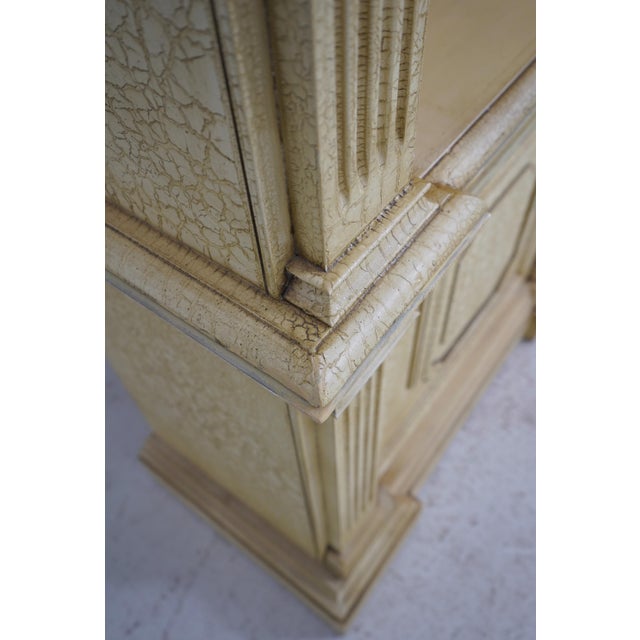 Crackle Painted Finish Double Arched Top Open Bookcase For Sale - Image 9 of 16