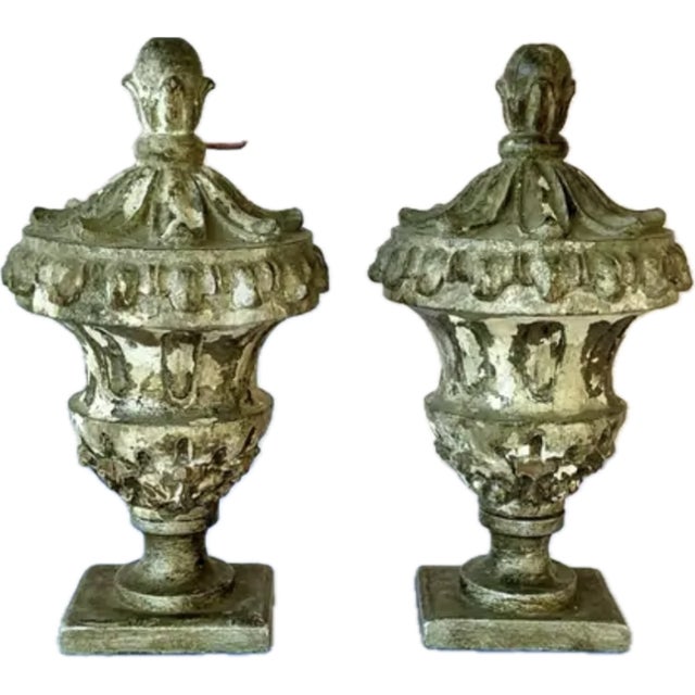 19th Century Italian Neoclassical Wooden Urns/Finials, a Pair For Sale - Image 12 of 12