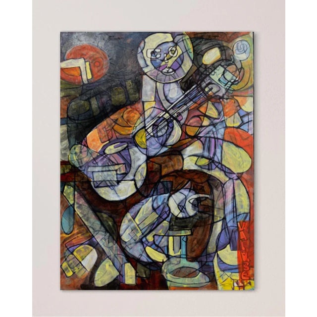 "Glo" Abstract Cubist Figurative Painting by Karl James B.1969 For Sale - Image 4 of 10