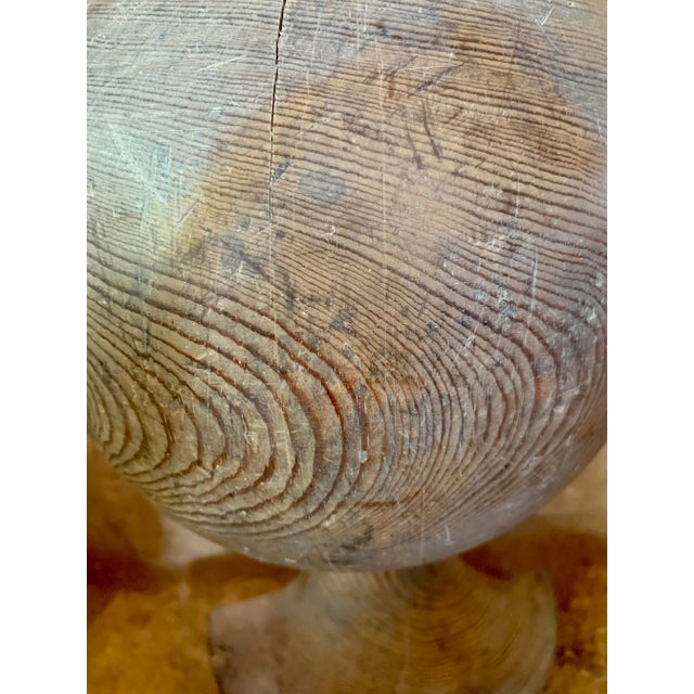 English 19th Century Antique English Turned Wood Staircase Newel Finial For Sale - Image 3 of 12