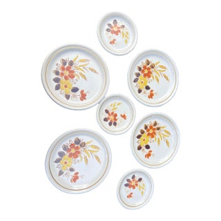 7 MCM Piece Dinnerware Mikasa Stone Harvest Highlands Kd102 Stoneware Dinner Serving Set, Fall Plate Set, Serving Plates, Vintage Dinnerware For Sale