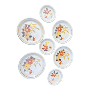 7 MCM Piece Dinnerware Mikasa Stone Harvest Highlands Kd102 Stoneware Dinner Serving Set, Fall Plate Set, Serving Plates, Vintage Dinnerware