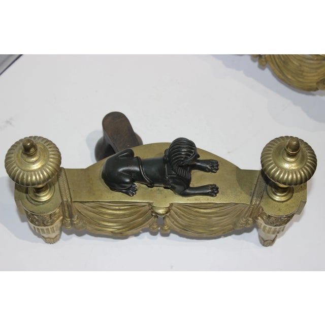 Antique Sphinx Chenets Egyptian Revival For Sale - Image 11 of 13