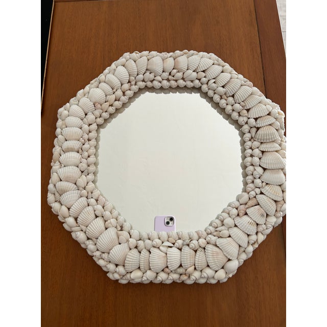 1980s Vintage Shell Encrusted Octagon Mirror For Sale - Image 5 of 6
