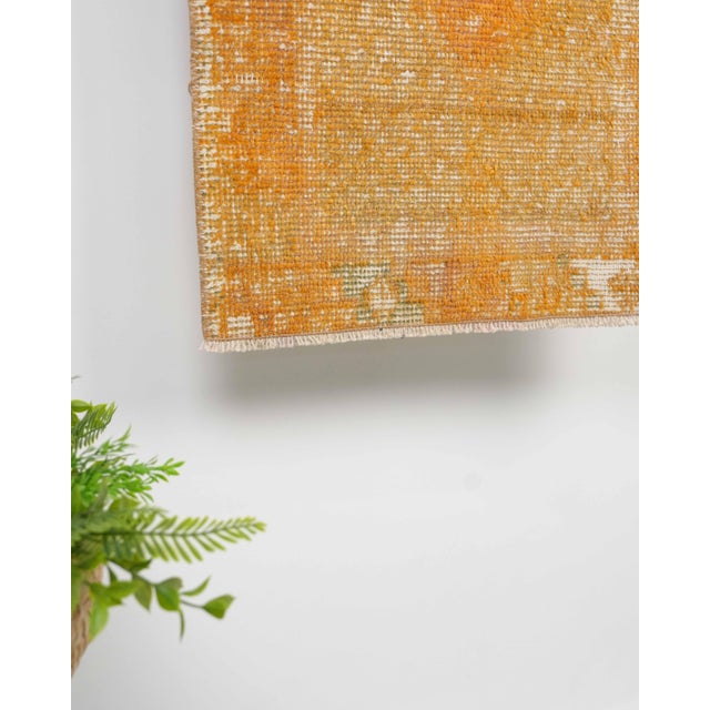 1970s 1970s Vintage Small Turkish Handmade Wool Cotton Orange 2x3 Rug For Sale - Image 5 of 8