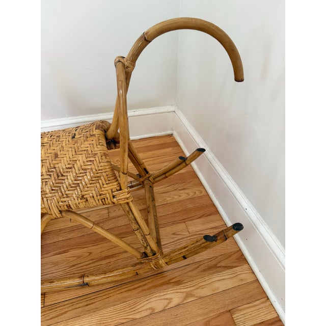 Large Mid-Century Franco Albini Bamboo Rattan Rocking Horse For Sale - Image 11 of 12