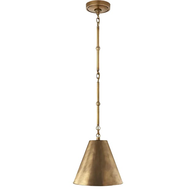 Thomas O'Brien for Visual Comfort Signature Goodman Petite Hanging Shade in Hand-Rubbed Antique Brass with Hand-Rubbed Antique Brass Shade For Sale