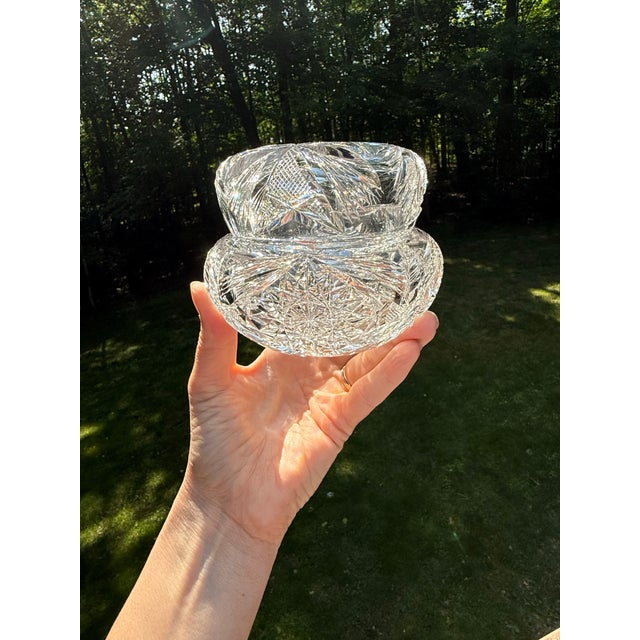 Art Deco Antique Libbey Crystal Cut Glass Powder Jar American Brilliant Period For Sale - Image 3 of 10