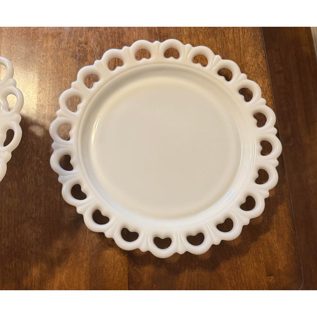 Anchor Hocking Milk Glass Lace Edge Serving Set For Sale - Image 10 of 12