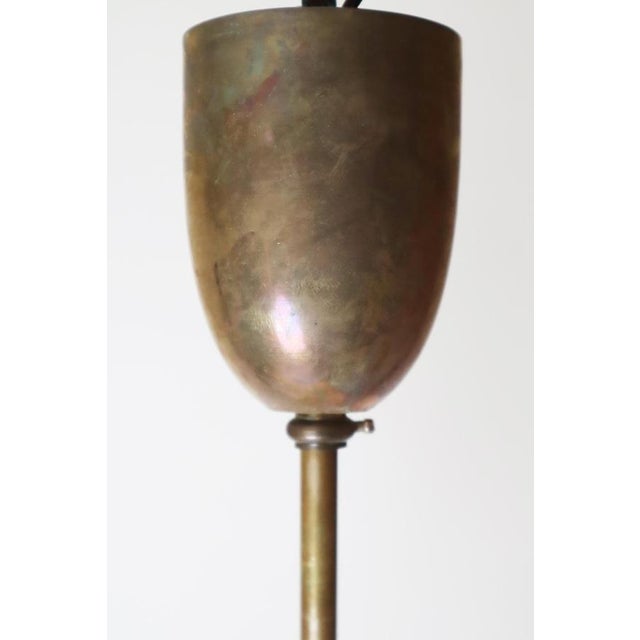 1920s Art Nouveau Brass and Glass Hanging Lamp, 1920s For Sale - Image 5 of 14