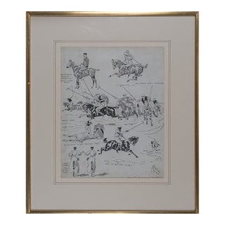 A Polo Cartoon 1895 Pen & Ink by Alfred Chantrey Corbould (1852-1920) For Sale