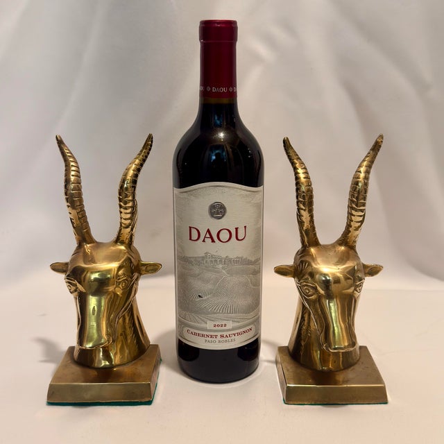 Karl Springer 1970s Solid Brass Ibex Gazelle Bookends -a Pair - Styled After Karl Springer For Sale - Image 4 of 9