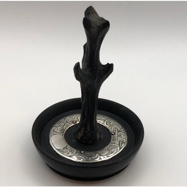1960s Ring Tree Edwardian English Ebony & Sterling; Ca 1916 Hallmark- No Monogram For Sale - Image 5 of 12