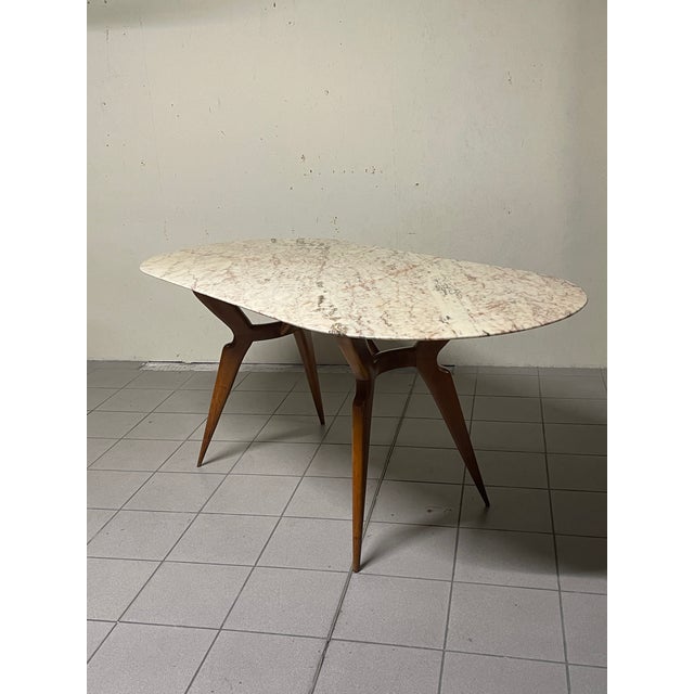 Table with Wooden Leg and Marble Top, 1950s For Sale - Image 16 of 18