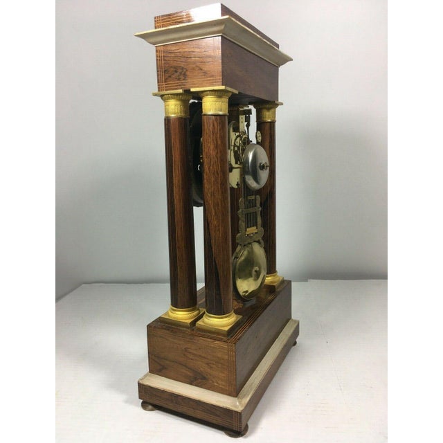 Gold Very Fine circa 1838 French Empire Paris Portico Clock with Provenance For Sale - Image 8 of 11