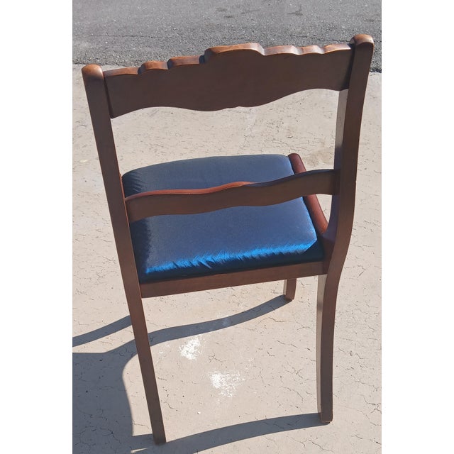 Mid-Century Modern Vintage Craftique Solid Mahogany Carved "Rose Back" Side Chair - Freshly Reupholstered For Sale - Image 3 of 10