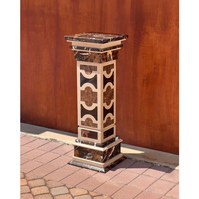 Stone A Neoclassical Vintage Italian Marble Pedestal, 20Th Century For Sale - Image 7 of 12