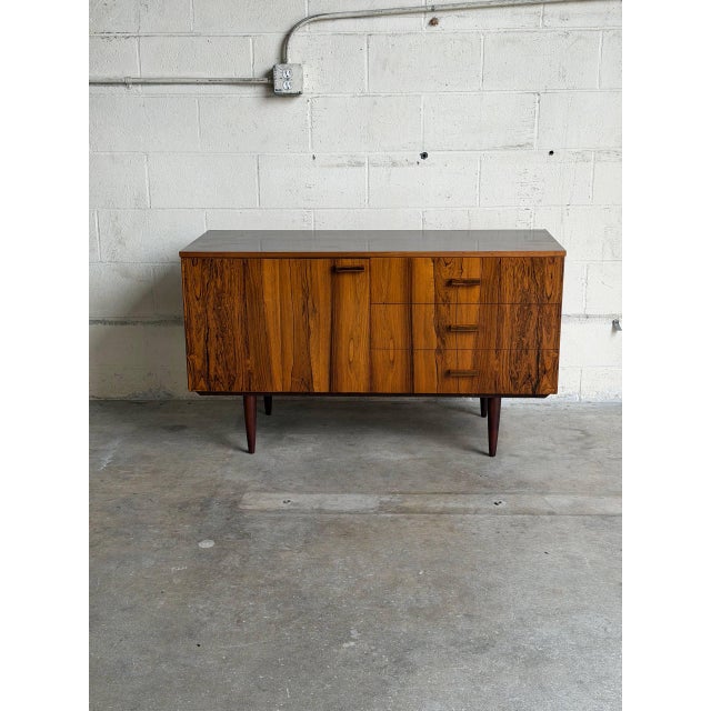 This exceptional low-profile storage unit features an asymmetrical design composed of a single hinged door alongside three...