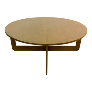 Vintage Tiger Oak Ellison Style Pedestal Coffee Table Cocktail Table
