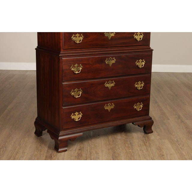 Wood Statton Chippendale Style Cherry Chest on Chest For Sale - Image 7 of 12