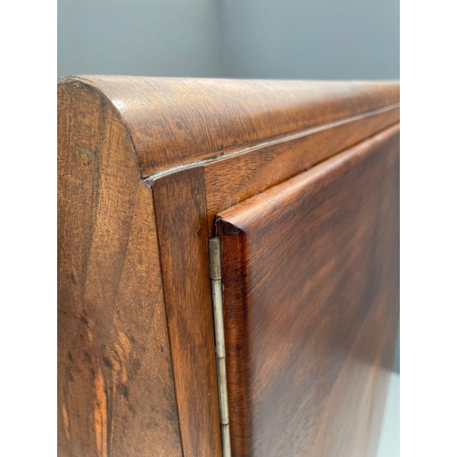 Wood Art Deco Wardrobe with Hanging Rail in Walnut Veneer, Czechoslovakia, 1930s For Sale - Image 7 of 13