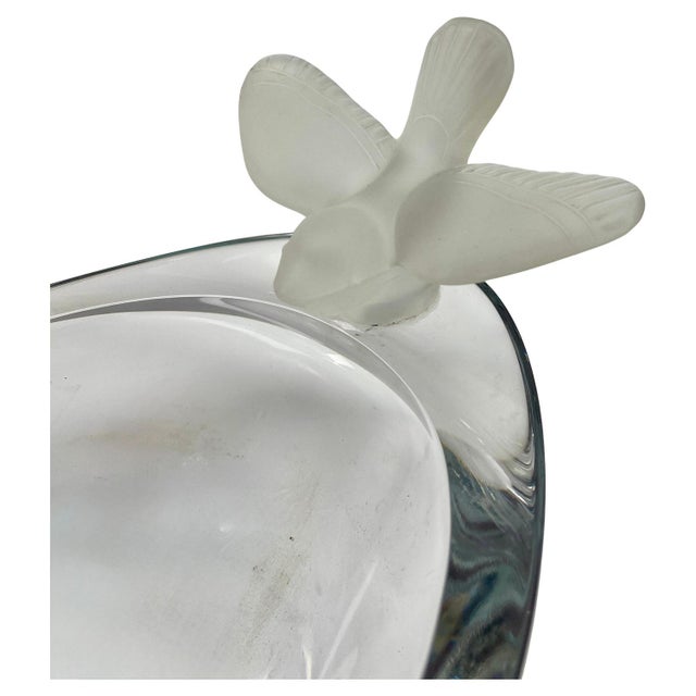 1950s Oval Crystal Bowl with Birds from Sèvres, France, 1950 For Sale - Image 5 of 9