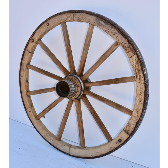 Oak IronBanded Wagon Wheel Chairish