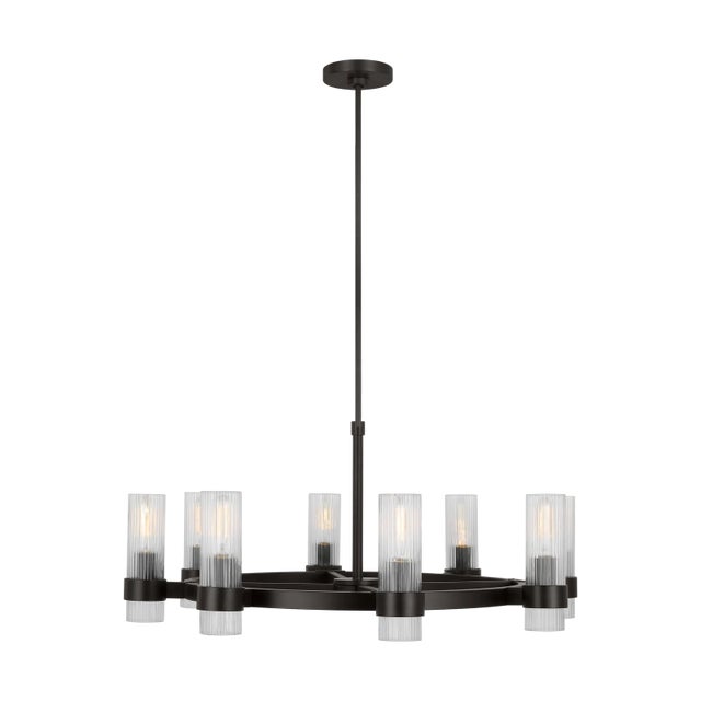 2020s Chapman & Myers by Visual Comfort Studio Geneva 8-Light Medium Chandelier in Aged Iron For Sale - Image 5 of 5