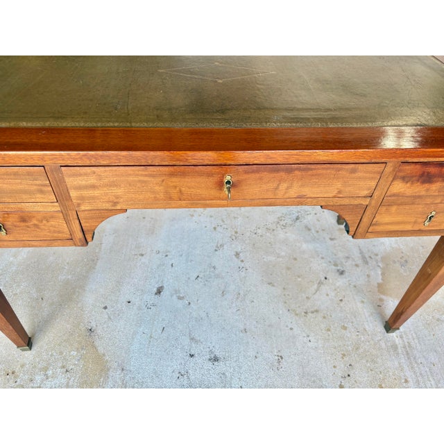 Early 20th Century French Louis XVI Walnut Leather Top Desk For Sale - Image 6 of 12