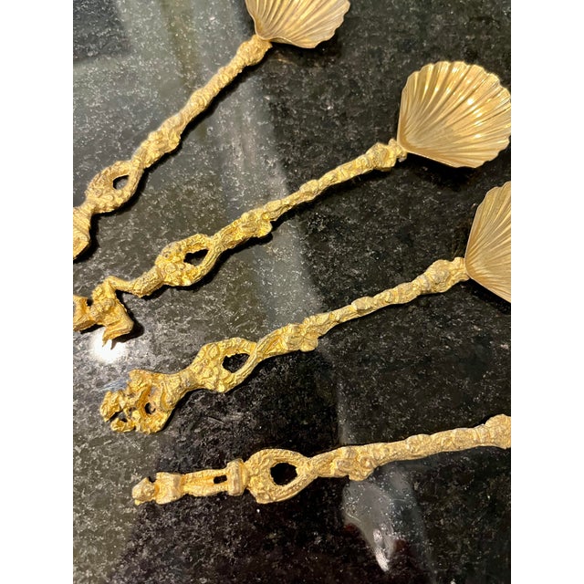 Handmade vintage scallop shell shaped Italian elegant dessert or coffee spoons. Intricately detailed incredibly well...