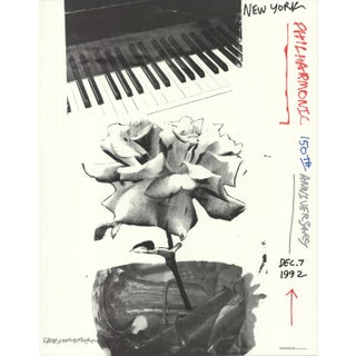 1992 Robert Rauschenberg 'New York Philharmonic 150th Anniversary' Pop Art Black & White, Red, Blue, Gray USA Offset Lithograph For Sale