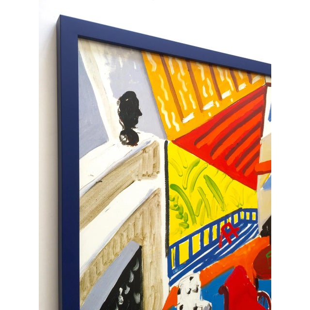 David Hockney David Hockney Vintage 1988 " Montcalm Interior at Seven O' Clock " Framed Lithograph Print Collector's Pop Art Poster For Sale - Image 4 of 13