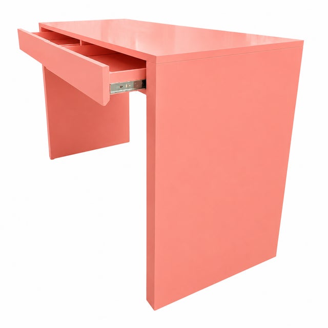 Modern Two-Drawer Desk in Benjamin Moore Polka Dot Pink For Sale - Image 4 of 7