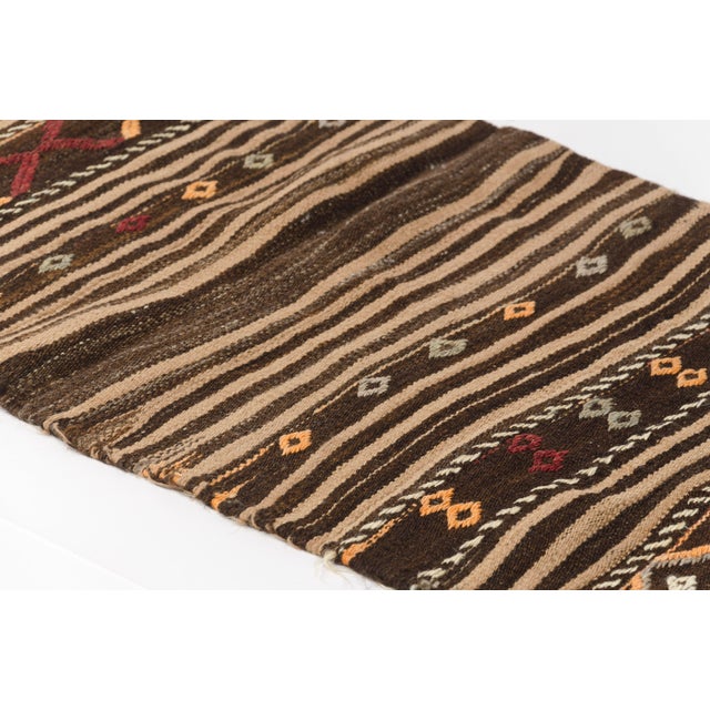 Mid 20th Century Handwoven Brown Tribal Hallway Rug For Sale - Image 6 of 10