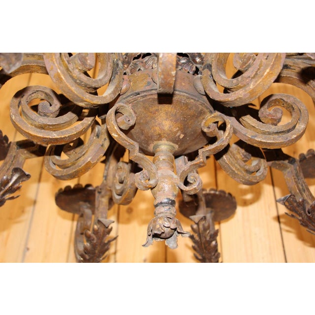 19th Century Wrought Iron Chandelier with Coat of Arms For Sale - Image 13 of 14