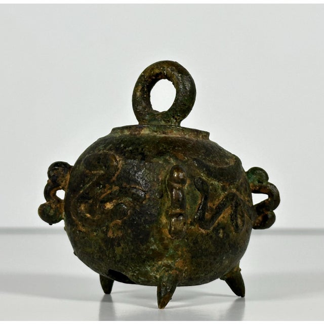 Chinese Antique Chinese Bronze Altar Bell: 18th Century Calligraphy For Sale - Image 3 of 10