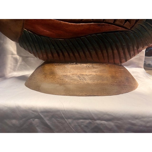 Stunning, massive vintage Hawaiian/Tiki-style hand-carved tropical fish sculpture. This is a monumental statement piece...