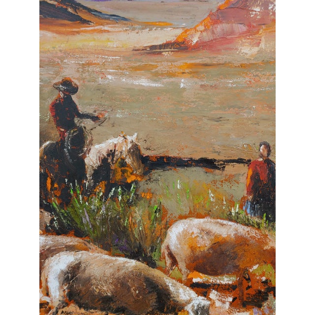 Figurative 1970s Signed Southwestern Landscape Oil Painting, Framed For Sale - Image 3 of 5
