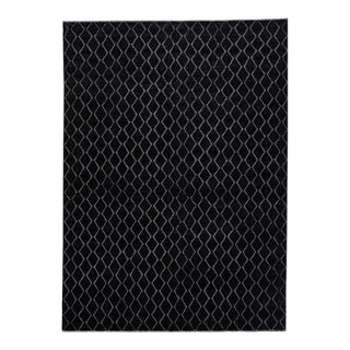 2010s Geometric Modern Moroccan Style Wool Rug in Black For Sale