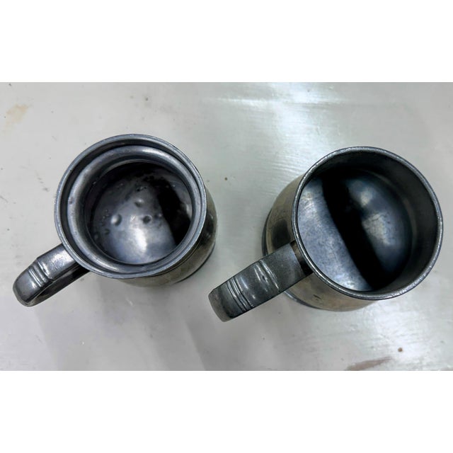 Antique and Vintage Pewter Tankard Mugs - Set of Two For Sale - Image 11 of 12