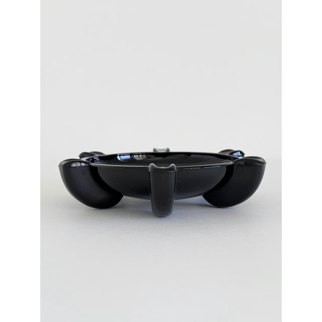Streamline Moderne Black Glass Ashtray, 1940s For Sale - Image 4 of 5