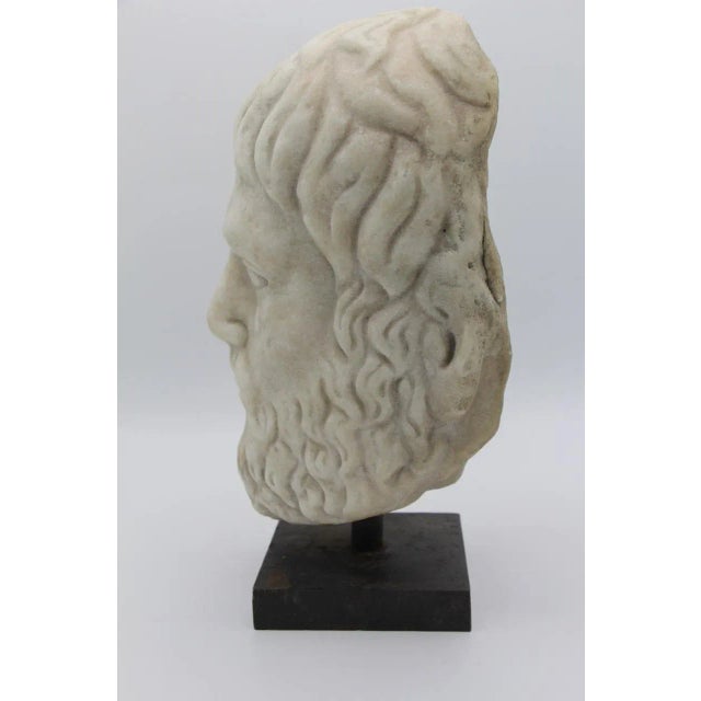 Head in Antique Style, 1800s, Carrara Marble For Sale - Image 3 of 8