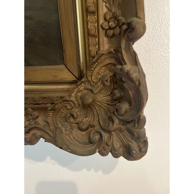 Antique European Oil Painting of Young Violinist in Ornate Carved Frame, Circa 1900 For Sale - Image 12 of 12
